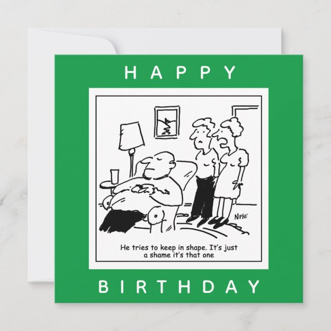 Husband likes to Keep in Shape Cartoon Card (Front)