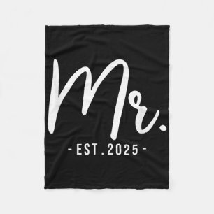 Husband Mr Est 2025 Married Wedding Bridal Party B Fleece Blanket