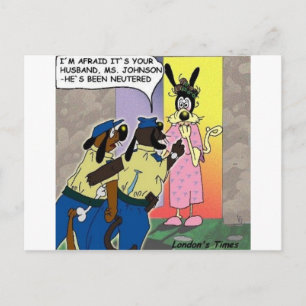 Husband Neutered Funny Dog Or Police Gifts & Tees Postcard