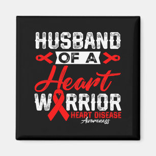 Husband Of A Heart Warrior Heart Disease Red Ribbo Magnet