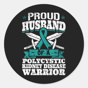 Husband Of A Polycystic Kidney Disease Warrior Pkd Classic Round Sticker