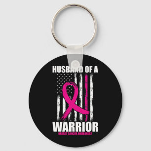 Husband of A Warrior American Flag Breast Cancer A Key Ring