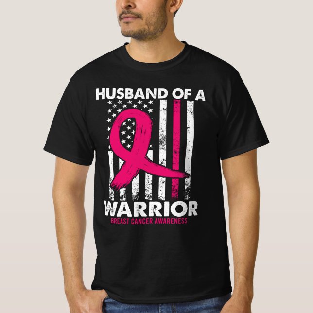 Husband of a Warrior American Flag T-Shirt (Front)