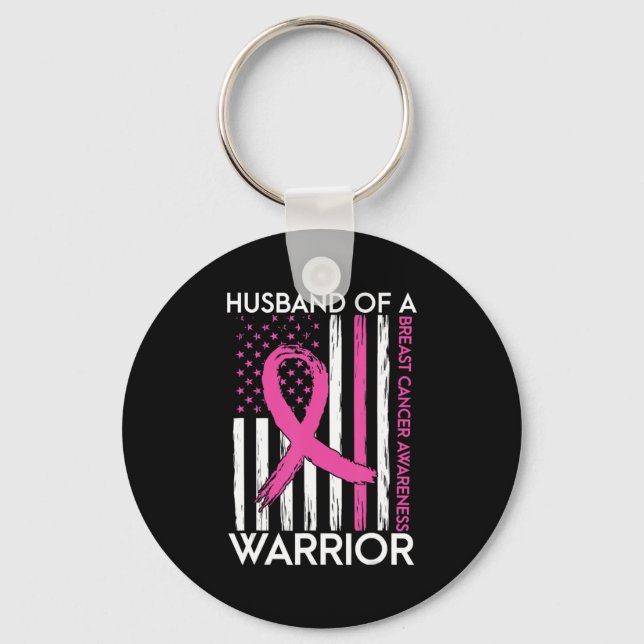 Husband Of A Warrior Breast Cancer Awareness Suppo Key Ring (Front)