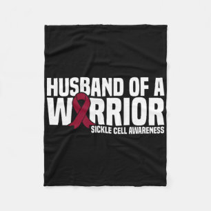 Husband Of A Warrior Burgundy Ribbon Sickle Cell A Fleece Blanket
