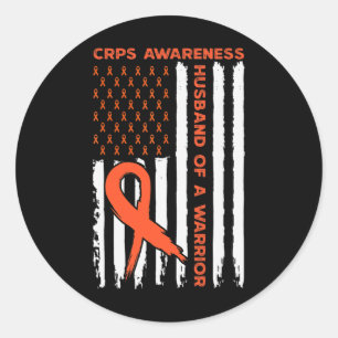 Husband Of A Warrior Crps Awareness Month Orange R Classic Round Sticker