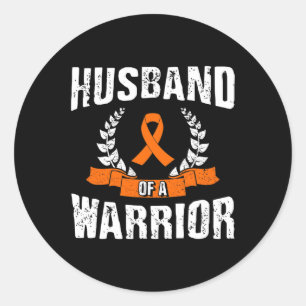 Husband Of A Warrior Leukaemia Awareness Classic Round Sticker