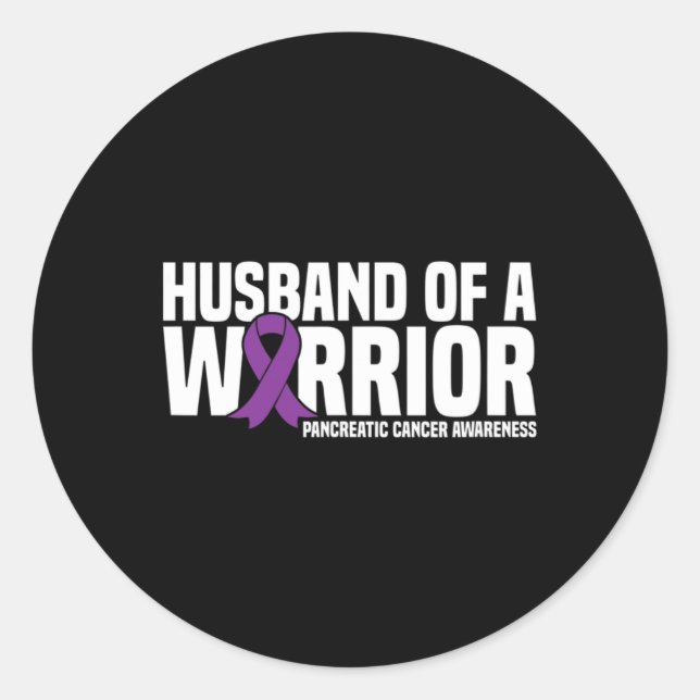 Husband Of A Warrior Pancreatic Cancer Awareness  Classic Round Sticker (Front)
