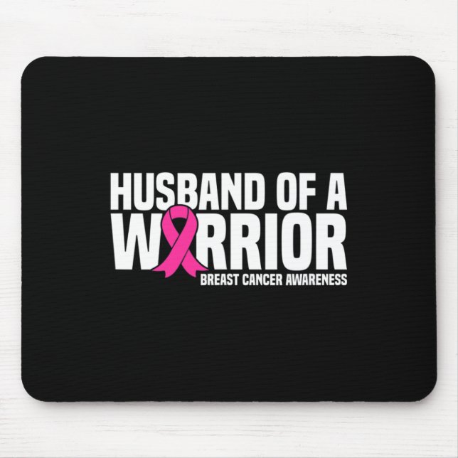 Husband Of A Warrior Pink Ribbon Breast Cancer Awa Mouse Pad (Front)