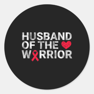 Husband Of The Heart Warrior Heart Disease Awarene Classic Round Sticker