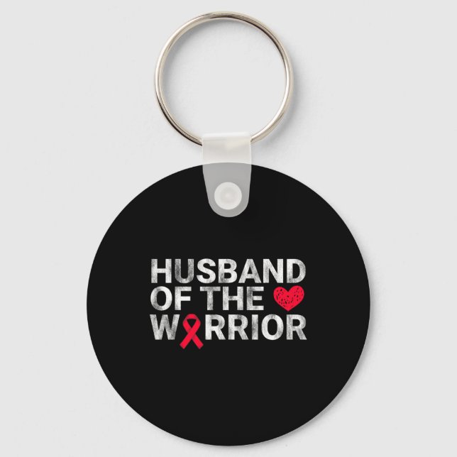 Husband Of The Heart Warrior Heart Disease Awarene Key Ring (Front)