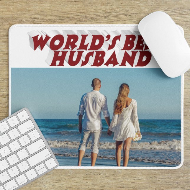 Husband Photo with burgundy text  Mouse Pad (Creator Uploaded)