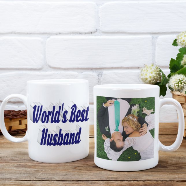 Husband Photo with dark blue text Giant Coffee Mug (Creator Uploaded)