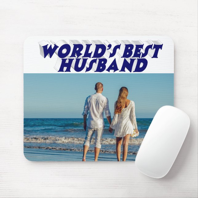 Husband Photo with dark blue text  Mouse Pad (With Mouse)