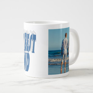 Husband Photo with sea blue text Large Coffee Mug