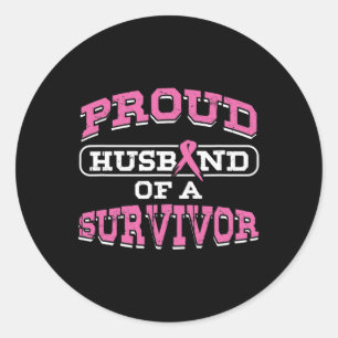 Husband Pink Breast Cancer Survivor Awareness Mont Classic Round Sticker
