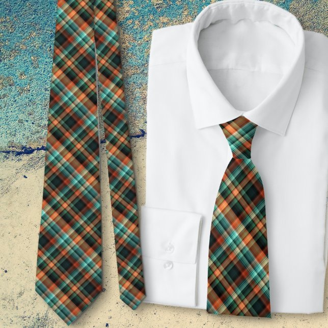 Husband Plaid Blue Orange Diagonal Tie (Creator Uploaded)
