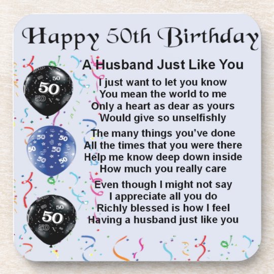 Husband Poem 50th Birthday Coaster Au 