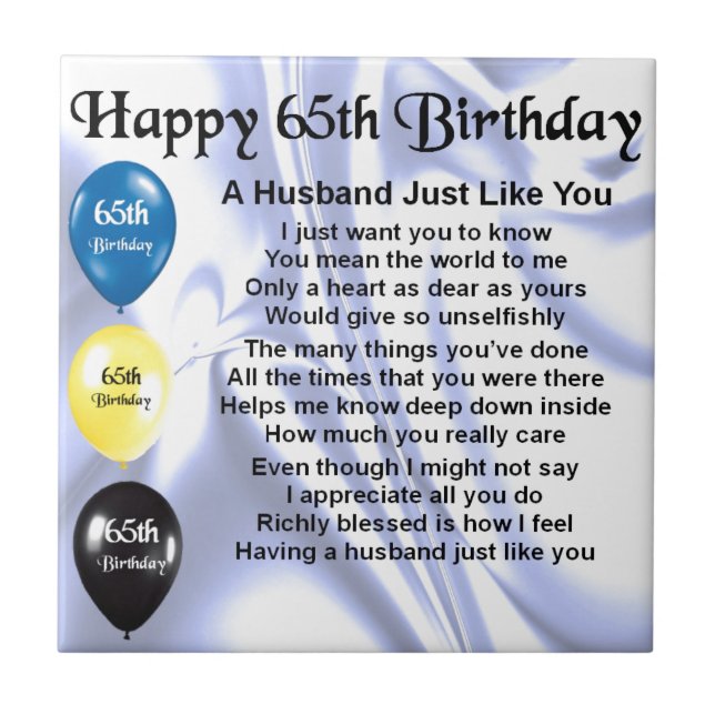 Husband Poem - 65th Birthday Tile (Front)