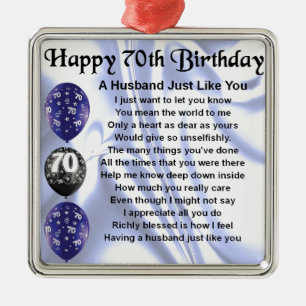 Husband Poem - 70th Birthday Metal Tree Decoration