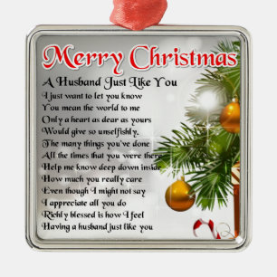 Husband Poem - Christmas Design Metal Tree Decoration