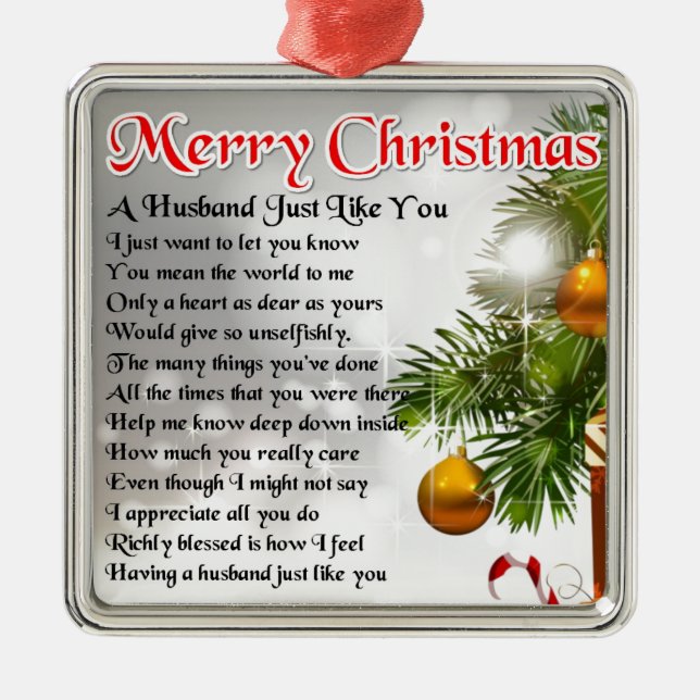 Husband Poem - Christmas Design Metal Tree Decoration (Front)