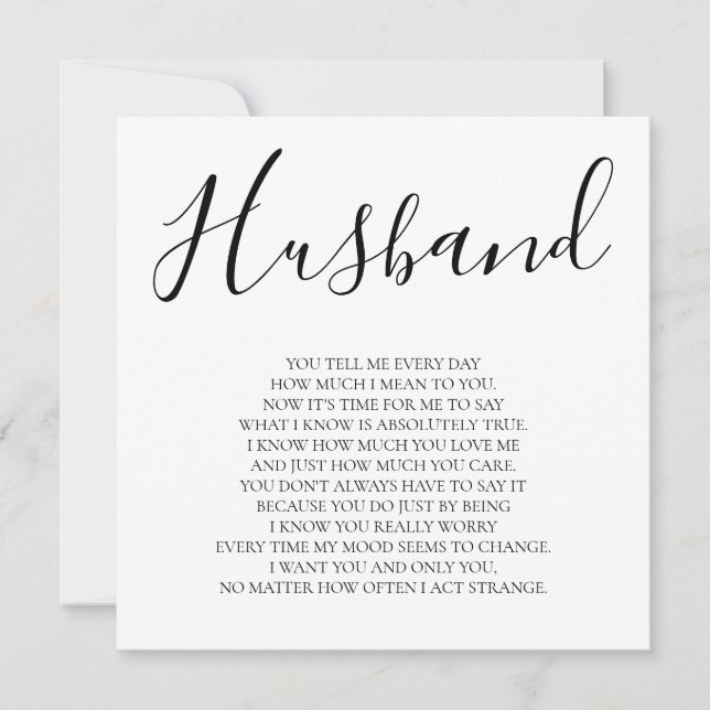 Husband poem from wife card (Front)