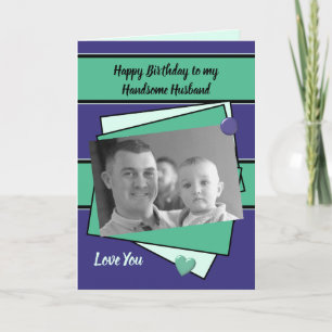 Husband purple mint green Birthday photo greeting Card