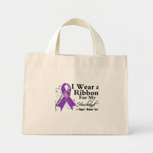 Husband Purple Ribbon - Pancreatic Cancer Mini Tote Bag