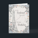 Husband Romantic 25th Birthday Eiffel Tower Card<br><div class="desc">Romantic card for husband's 25th birthday has a blue and grey floral border,  a sketch of the Eiffel Tower and a subtle 25 in the background. Designed by Simply Put by Robin; elements from The Hungry Jpeg.</div>