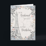 Husband Romantic 35th Birthday Eiffel Tower Card<br><div class="desc">Romantic card for husband's 35th birthday has a blue and grey floral border,  a sketch of the Eiffel Tower and a subtle 35 in the background. Designed by Simply Put by Robin; elements from The Hungry Jpeg.</div>