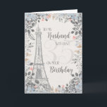 Husband Romantic 35th Birthday Eiffel Tower Card<br><div class="desc">Romantic card for husband's 35th birthday has a blue and grey floral border,  a sketch of the Eiffel Tower and a subtle 35 in the background. Designed by Simply Put by Robin; elements from The Hungry Jpeg.</div>