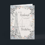 Husband Romantic 45th Birthday Eiffel Tower Card<br><div class="desc">Romantic card for husband's 45th birthday has a blue and grey floral border,  a sketch of the Eiffel Tower and a subtle 45 in the background. Designed by Simply Put by Robin; elements from The Hungry Jpeg.</div>