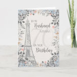 Husband Romantic 70th Birthday Eiffel Tower Card<br><div class="desc">Romantic card for husband's 70th birthday has a blue and grey floral border,  a sketch of the Eiffel Tower and a subtle 70 in the background. Designed by Simply Put by Robin; elements from The Hungry Jpeg.</div>