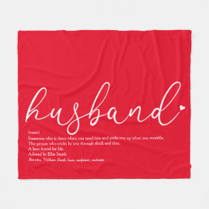 Husband Script Love Heart Definition Red Fleece Blanket