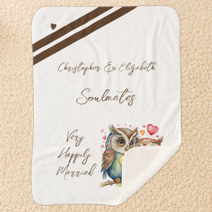 Husband soulmates cute owls anniversary gift sherpa blanket