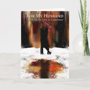 Husband Stylish Christmas Holiday Card With Couple