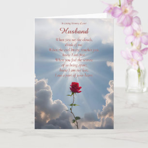 Husband Sympathy Condolences Red Rose Poem Card