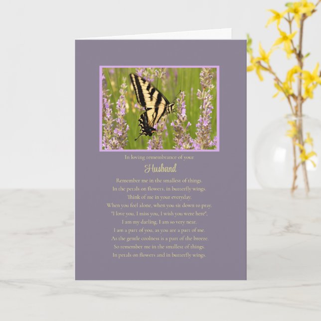 Husband Sympathy Spiritual Memorial  Card (Yellow Flower)