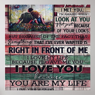 Husband To My Wife Letter Love Quotes Gift Poster