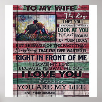 Husband To My Wife Letter | Love Quotes Gift Poster