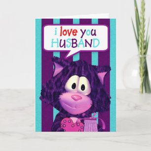 Husband Valentine Card With Cute Cat