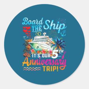 Husband Wife 5th Marriage Anniversary Classic Round Sticker