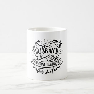 husband & wife camping partners for life coffee mug