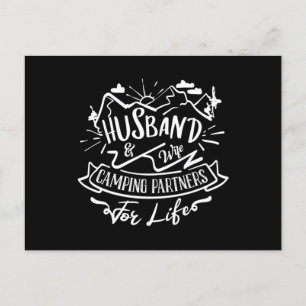husband & wife camping partners for life postcard