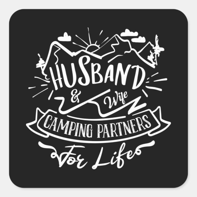 husband & wife camping partners for life square sticker (Front)