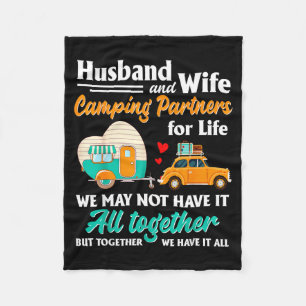 Husband Wife Camping Partners Life Design Fleece Blanket