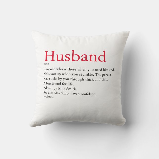 Husband Wife Definition Wedding / Anniversary Cushion (Back)