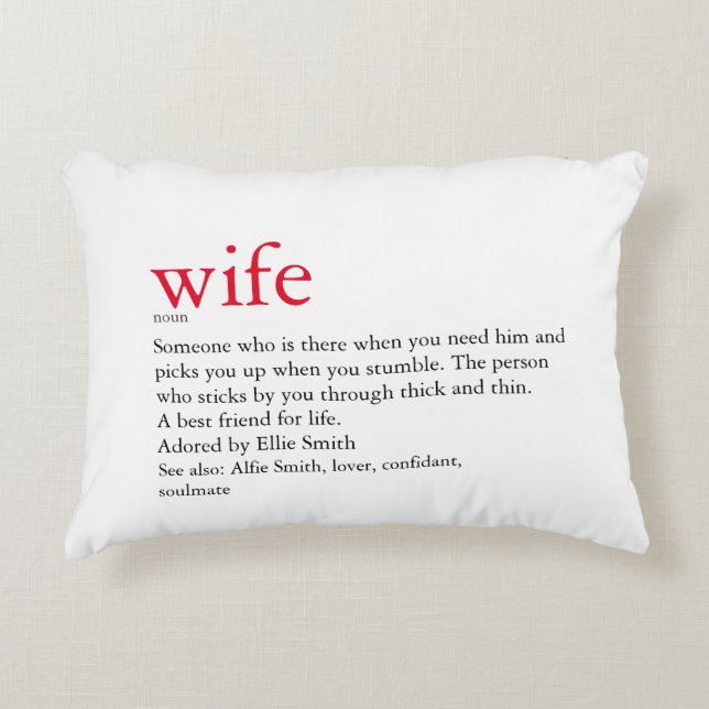 Husband Wife Definition Wedding / Anniversary Decorative Cushion (Front)