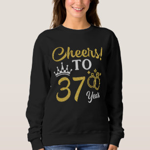 Husband Wife Drinking Beer Wine Cheers To 37 Years Sweatshirt